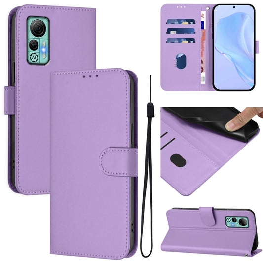 For Ulefone Note 14 Skin Feel Solid Color Leather Phone Case with Lanyard(Lavender Purple) - Ulefone Cases by buy2fix | Online Shopping UK | buy2fix