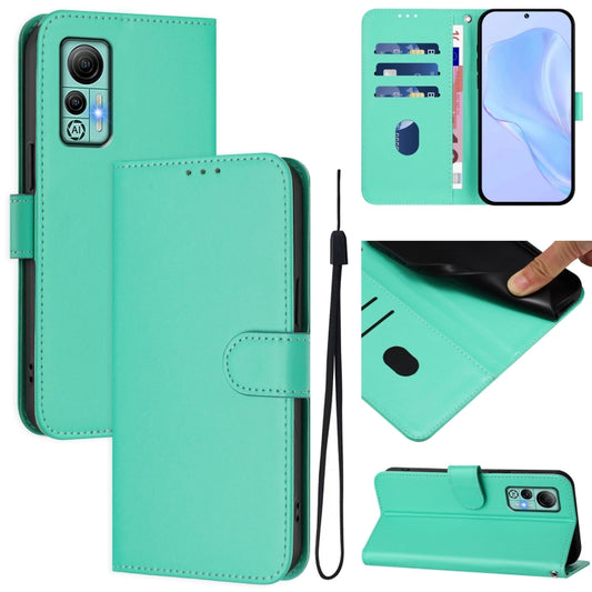 For Ulefone Note 14 Skin Feel Solid Color Leather Phone Case with Lanyard(Green) - Ulefone Cases by buy2fix | Online Shopping UK | buy2fix