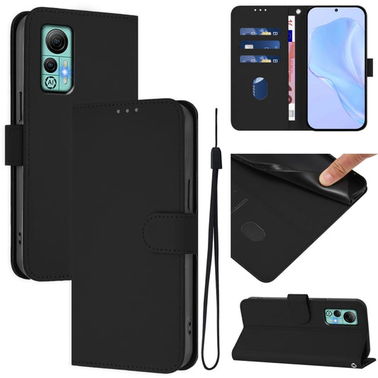 For Ulefone Note 14 Skin Feel Solid Color Leather Phone Case with Lanyard(Black) - Ulefone Cases by buy2fix | Online Shopping UK | buy2fix