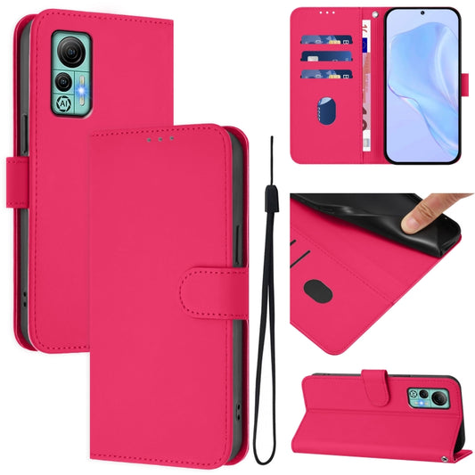 For Ulefone Note 14 Skin Feel Solid Color Leather Phone Case with Lanyard(Rose Red) - Ulefone Cases by buy2fix | Online Shopping UK | buy2fix