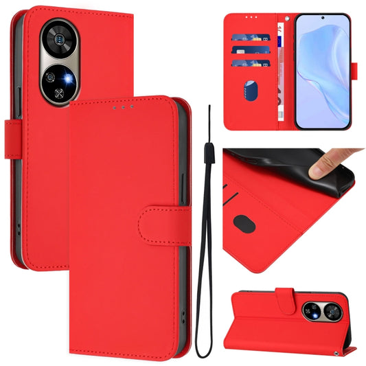 For Ulefone Note 17 Pro Skin Feel Solid Color Leather Phone Case with Lanyard(Red) - Ulefone Cases by buy2fix | Online Shopping UK | buy2fix