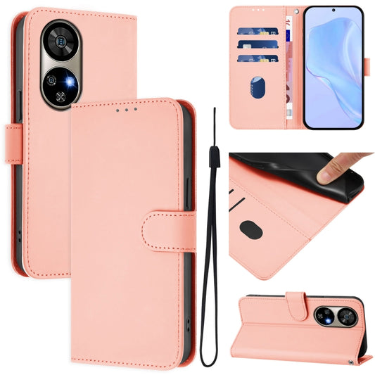 For Ulefone Note 17 Pro Skin Feel Solid Color Leather Phone Case with Lanyard(Pink) - Ulefone Cases by buy2fix | Online Shopping UK | buy2fix