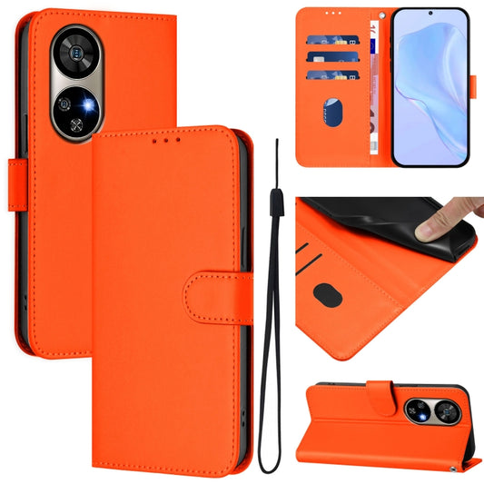 For Ulefone Note 17 Pro Skin Feel Solid Color Leather Phone Case with Lanyard(Orange) - Ulefone Cases by buy2fix | Online Shopping UK | buy2fix