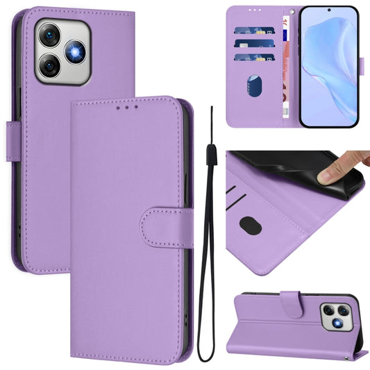 For Ulefone Note 18 Ultra Skin Feel Solid Color Leather Phone Case with Lanyard(Lavender Purple) - Ulefone Cases by buy2fix | Online Shopping UK | buy2fix