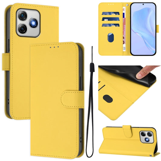 For Ulefone Note 18 Ultra Skin Feel Solid Color Leather Phone Case with Lanyard(Lemon Yellow) - Ulefone Cases by buy2fix | Online Shopping UK | buy2fix