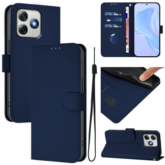 For Ulefone Note 18 Ultra Skin Feel Solid Color Leather Phone Case with Lanyard(Navy Blue) - Ulefone Cases by buy2fix | Online Shopping UK | buy2fix