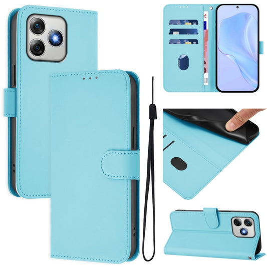 For Ulefone Note 18 Ultra Skin Feel Solid Color Leather Phone Case with Lanyard(Sky Blue) - Ulefone Cases by buy2fix | Online Shopping UK | buy2fix