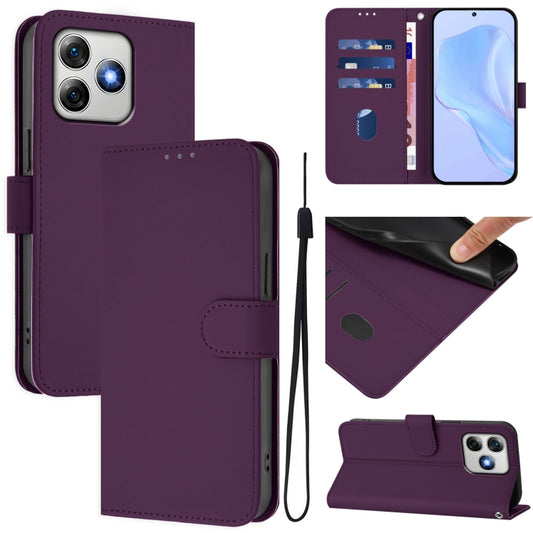 For Ulefone Note 18 Ultra Skin Feel Solid Color Leather Phone Case with Lanyard(Violet) - Ulefone Cases by buy2fix | Online Shopping UK | buy2fix