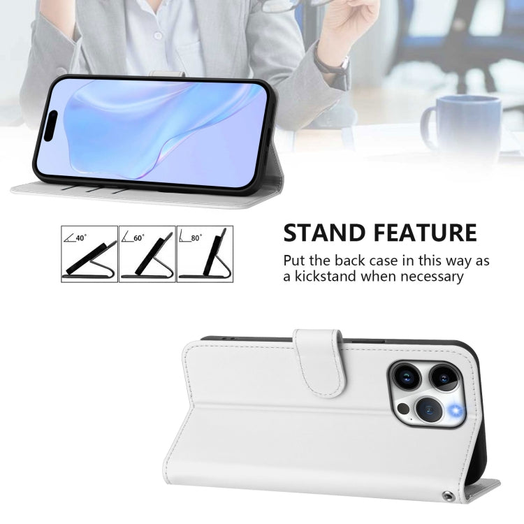 For iPhone 16 Pro Max Skin Feel Solid Color Leather Phone Case with Lanyard(White) - iPhone 16 Pro Max Cases by buy2fix | Online Shopping UK | buy2fix