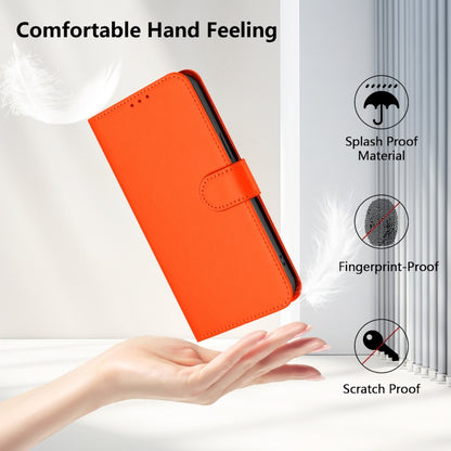 For iPhone 16 Pro Skin Feel Solid Color Leather Phone Case with Lanyard(Orange) - iPhone 16 Pro Cases by buy2fix | Online Shopping UK | buy2fix