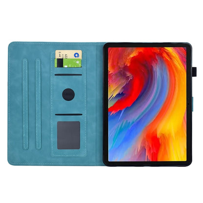 For Samsung Galaxy Tab S7 / S8 Flowers and Bird Embossed Smart Leather Tablet Case(Light Blue) - Galaxy Tab S8 Cases by buy2fix | Online Shopping UK | buy2fix