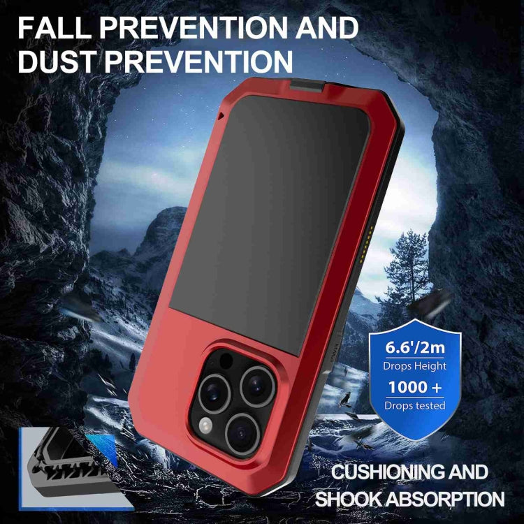 For iPhone 16 Pro RedPepper Triple-proof Metal Phone Case(Red) - iPhone 16 Pro Cases by RedPepper | Online Shopping UK | buy2fix