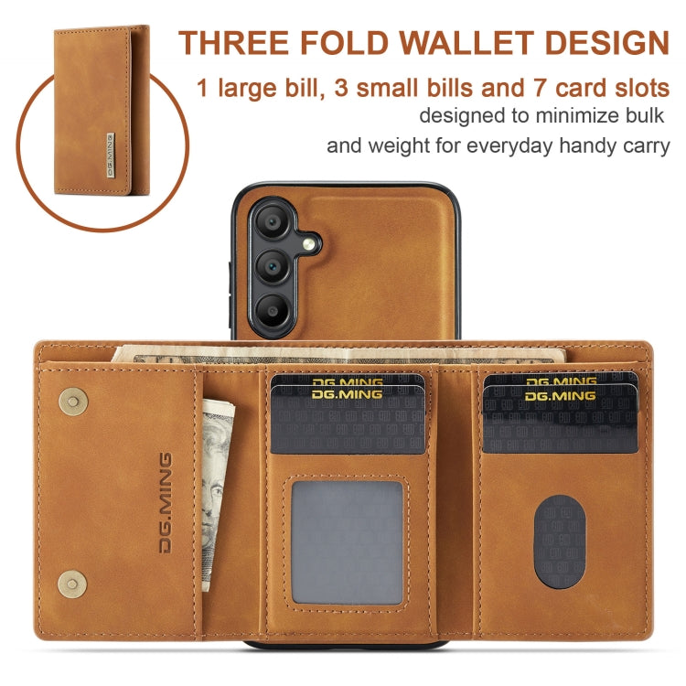 For Samsung Galaxy A16 5G DG.MING M1 Series 3-Fold Multi Card Wallet + Magnetic Phone Case(Brown) - Galaxy Phone Cases by DG.MING | Online Shopping UK | buy2fix