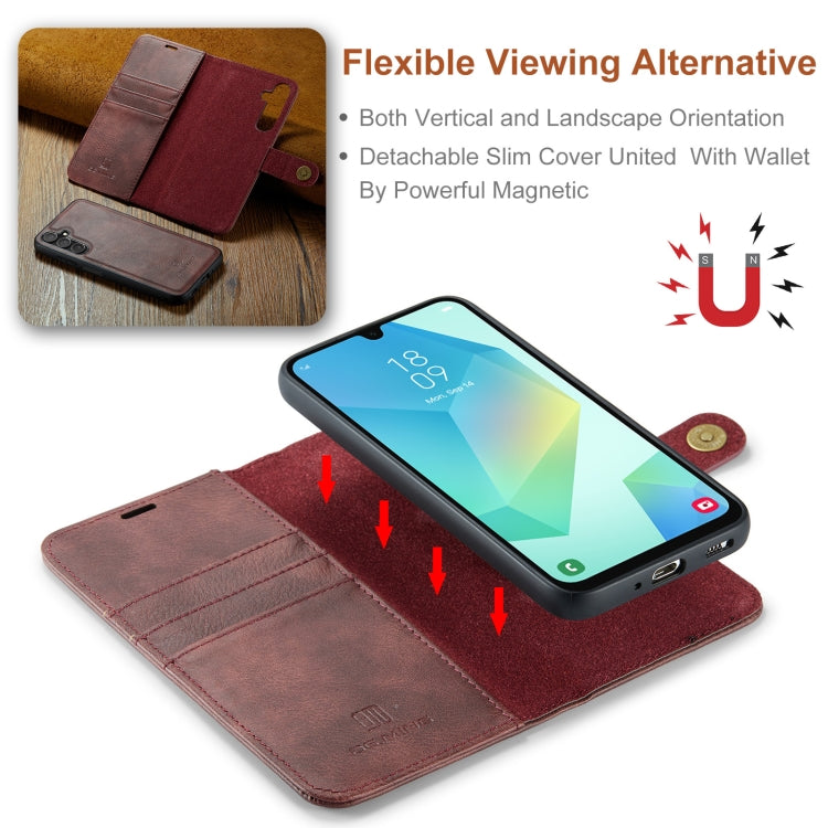 For Samsung Galaxy A16 5G DG.MING Crazy Horse Texture Detachable Magnetic Leather Case(Red) - Galaxy Phone Cases by DG.MING | Online Shopping UK | buy2fix