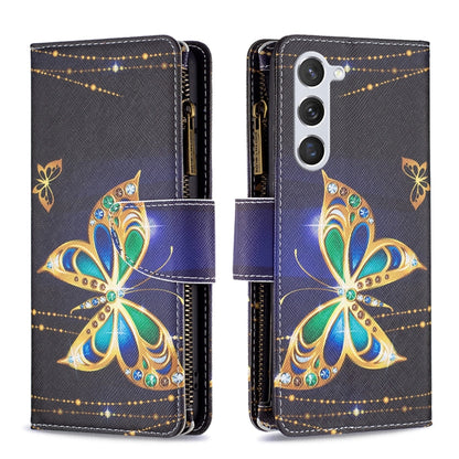 For Samsung Galaxy S25 5G Colored Drawing Pattern Zipper Leather Phone Case(Big Butterfly) - Galaxy S25 5G Cases by buy2fix | Online Shopping UK | buy2fix