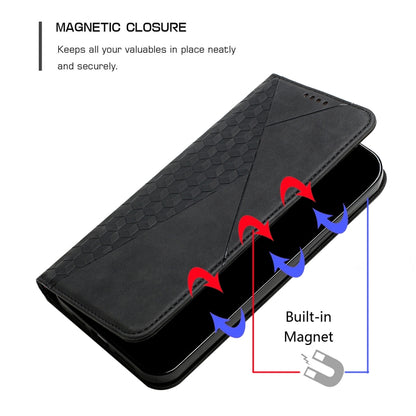 For Samsung Galaxy S25 / S24 5G Diamond Splicing Skin Feel Magnetic Leather Phone Case(Black) - Galaxy S25 5G Cases by buy2fix | Online Shopping UK | buy2fix