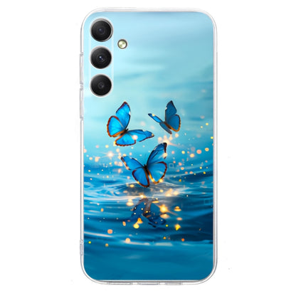 For Samsung Galaxy S25 FE 5G Colorful Painting Pattern TPU Phone Case(Blue Butterflies) - Galaxy Phone Cases by buy2fix | Online Shopping UK | buy2fix