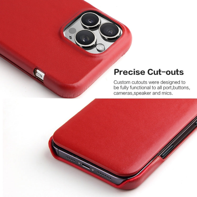 For iPhone 16 Pro Max Fierre Shann Top Layer Cowhide Business Magnetic Leather Phone Case(Red) - iPhone 16 Pro Max Cases by FIERRE SHANN | Online Shopping UK | buy2fix