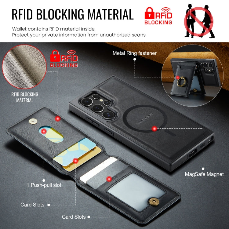 For Samsung Galaxy S23 Ultra 5G DG.MING K1 MagSafe Detachable Wallet RFID Back Cover Phone Case(Black) - Galaxy S23 Ultra 5G Cases by DG.MING | Online Shopping UK | buy2fix