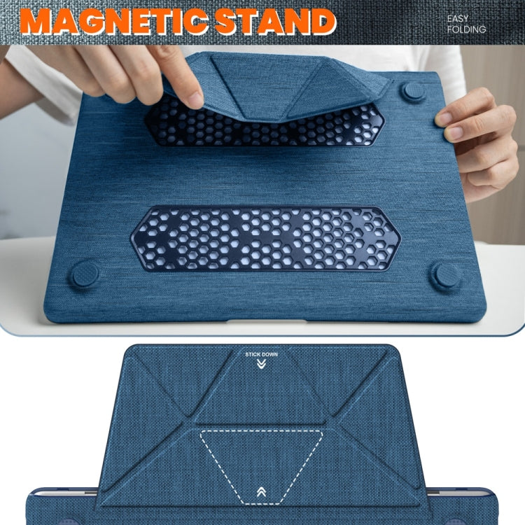 For MacBook Air 13.6 inch A3113 / A2681 Fabric Magnetic Holder Laptop Protective Case(Navy Blue) - MacBook Air Cases by buy2fix | Online Shopping UK | buy2fix