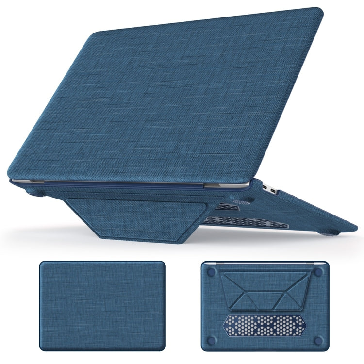 For MacBook Air 13.3 inch A2337 Fabric Magnetic Holder Laptop Protective Case(Navy Blue) - MacBook Air Cases by buy2fix | Online Shopping UK | buy2fix