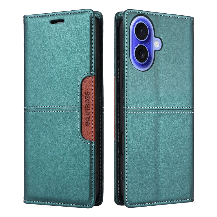 For iPhone 16 GQUTROBE G01 RFID Anti-theft Leather Phone Case(Green) - iPhone 16 Cases by GQUTROBE | Online Shopping UK | buy2fix