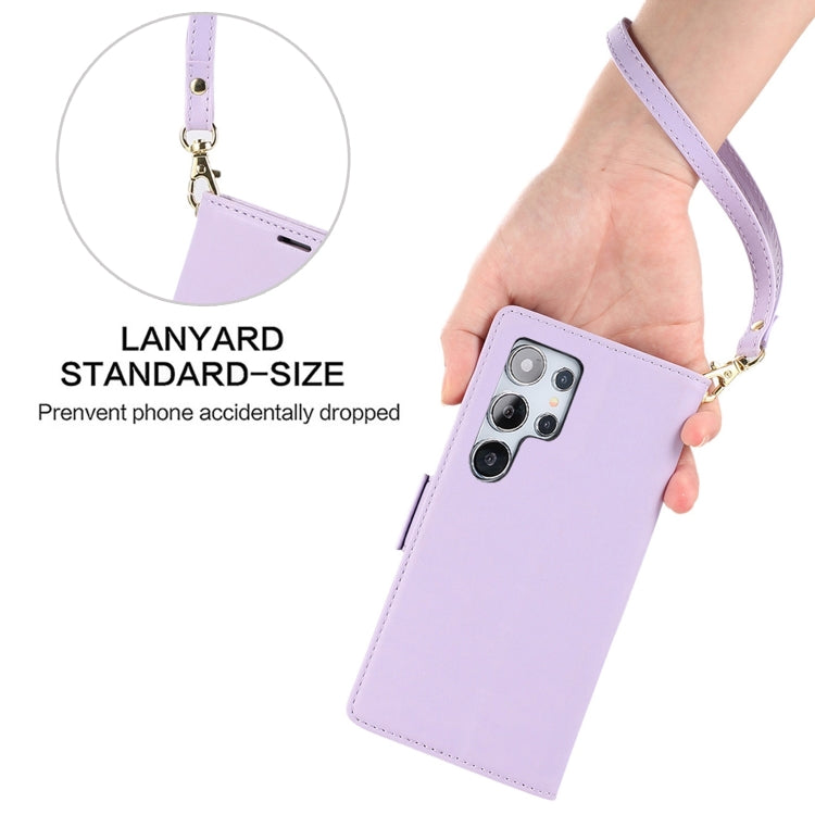 For Samsung Galaxy S25 Ultra 5G Side Buckle RFID Anti-theft Leather Phone Case(Light Purple) - Galaxy S25 Ultra 5G Cases by buy2fix | Online Shopping UK | buy2fix