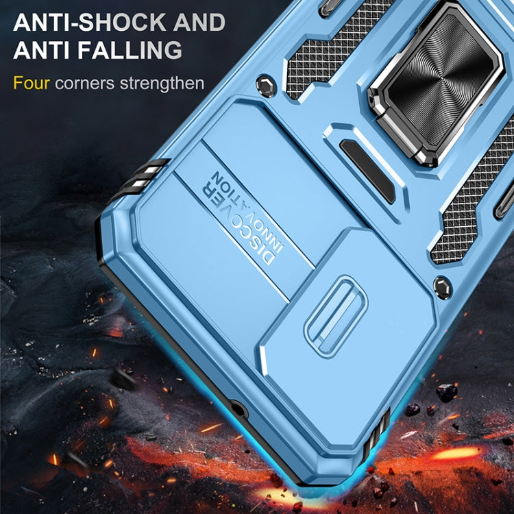 For Samsung Galaxy S25 5G Armor PC Hybrid TPU Camera Shield Phone Case(Light Blue) - Galaxy S25 5G Cases by buy2fix | Online Shopping UK | buy2fix