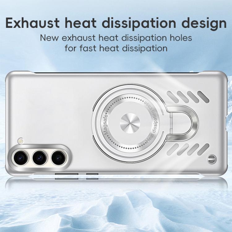 For Samsung Galaxy S25 5G Ice Sense Series Graphene Cooling MagSafe Holder Phone Case(Silver) - Galaxy S25 5G Cases by buy2fix | Online Shopping UK | buy2fix