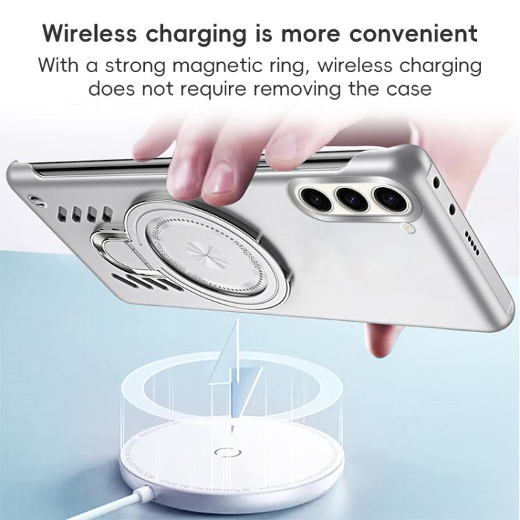 For Samsung Galaxy S25 5G Ice Sense Series Graphene Cooling MagSafe Holder Phone Case(Silver) - Galaxy S25 5G Cases by buy2fix | Online Shopping UK | buy2fix