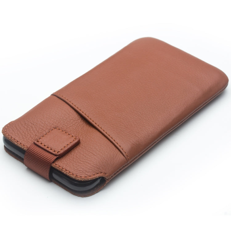 For iPhone X / XS QIALINO Nappa Texture Top-grain Leather Liner Bag with Card Slots(Brown) - More iPhone Cases by QIALINO | Online Shopping UK | buy2fix