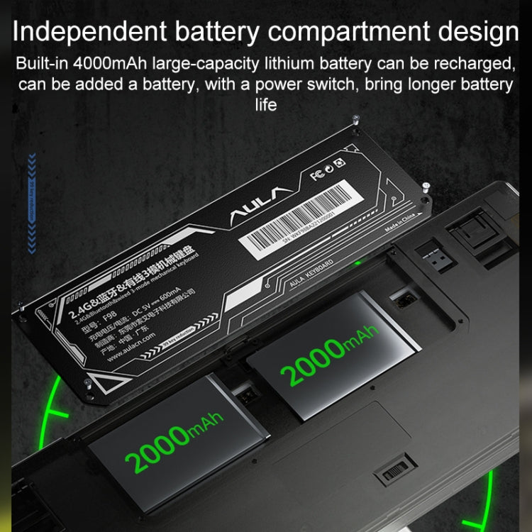 AULA F98 Pro 99 Keys Wired/2.4G/Bluetooth Three Model RGB Mechanical Keyboard, Shaft:Ice Soul Shaft(Transparent White) - Wireless Keyboard by AULA | Online Shopping UK | buy2fix