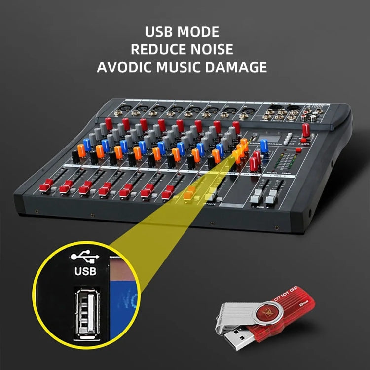 XTUGA CT80X 8-Channels Audio Mixer DJ Mixing Console with 48V Power Supply(AU Plug) - Live Sound Effects Processors by XTUGA | Online Shopping UK | buy2fix