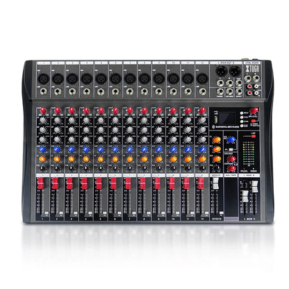 XTUGA CT120X 12-Channels Audio Mixer DJ Mixing Console with 48V Power Supply(UK Plug) - Live Sound Effects Processors by XTUGA | Online Shopping UK | buy2fix