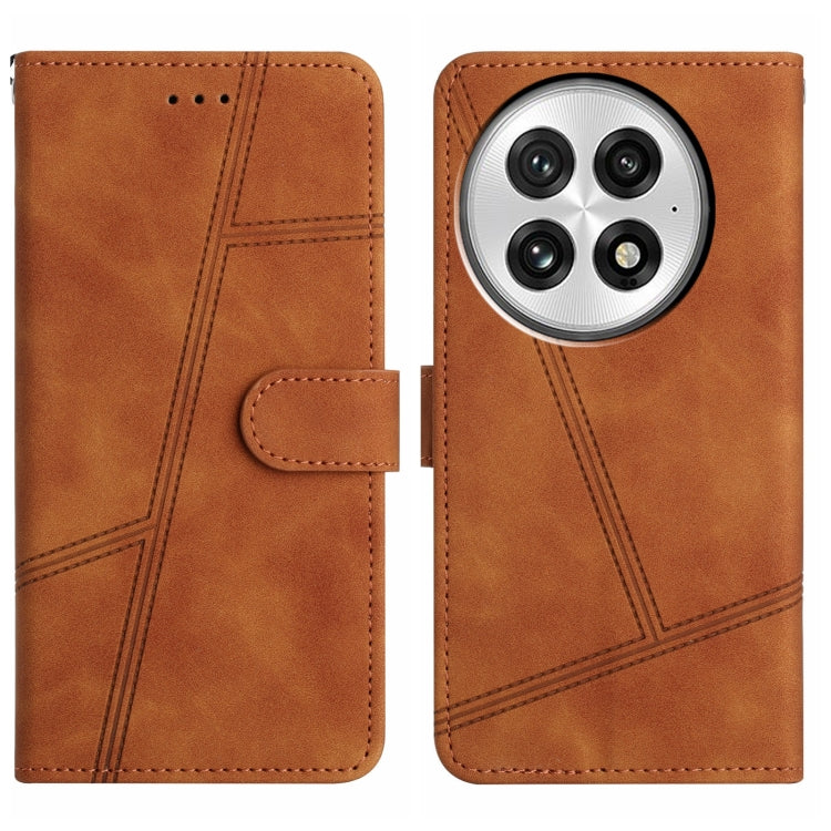 For OnePlus 13 Skin-feel Stitching Leather Phone Case(Brown) - OnePlus Cases by buy2fix | Online Shopping UK | buy2fix