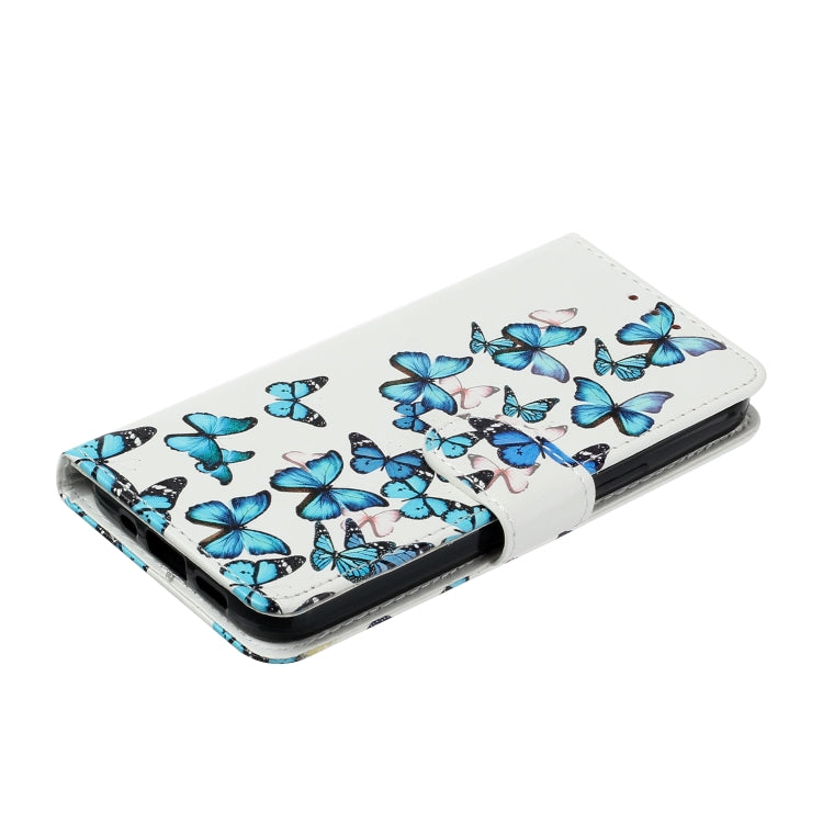 For Samsung Galaxy S25 Ultra 5G Colored Drawing Marble Pattern Leather Phone Case(Little Blue Butterflies) - Galaxy S25 Ultra 5G Cases by buy2fix | Online Shopping UK | buy2fix