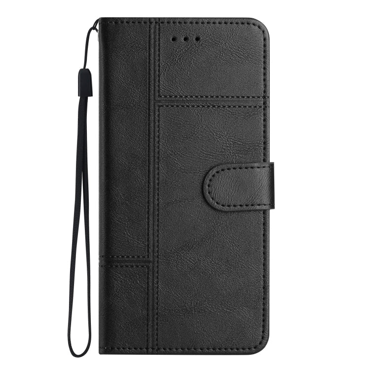 For Samsung Galaxy S25 5G Cowhide Texture Stitching Leather Phone Case(Black) - Galaxy S25 5G Cases by buy2fix | Online Shopping UK | buy2fix