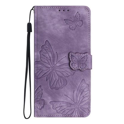 For Samsung Galaxy S25 5G Skin-feel Embossed Butterfly Leather Phone Case(Purple) - Galaxy S25 5G Cases by buy2fix | Online Shopping UK | buy2fix