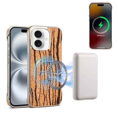 For iPhone 16 Plus Denior A18 WoodenPaint MagSafe Phone Case(Tree Pattern) - iPhone 16 Plus Cases by Denior | Online Shopping UK | buy2fix