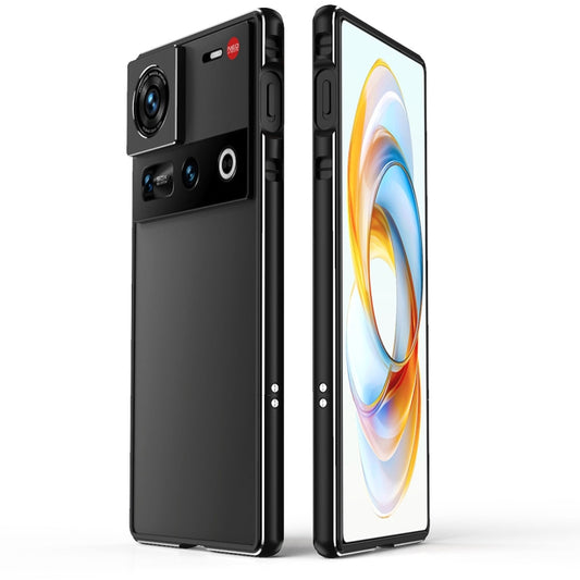 For ZTE nubia Z70 Ultra Aurora Series Lens Protector + Metal Frame Phone Case(Black Silver) - ZTE Cases by buy2fix | Online Shopping UK | buy2fix