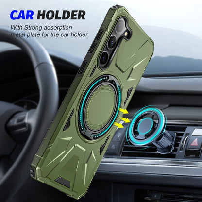 For Samsung Galaxy S25+ 5G MagSafe Magnetic Shockproof Phone Case with Ring Holder(Dark Green) - Galaxy S25+ 5G Cases by buy2fix | Online Shopping UK | buy2fix