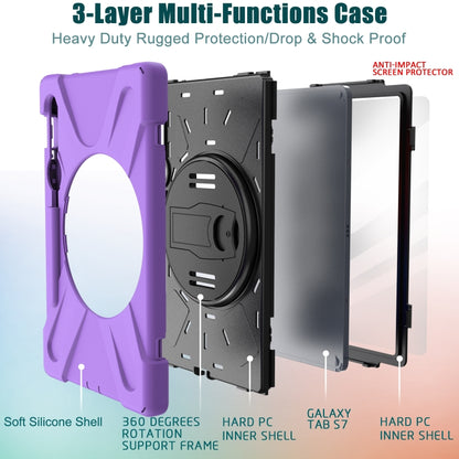 For Samsung Galaxy Tab S9 / Galaxy Tab S8 / Galaxy Tab S7 (2020) T870 Shockproof Colorful Silicone + PC Protective Case with Holder & Shoulder Strap & Hand Strap & Pen Slot(Purple) - Galaxy Tab S8 Cases by buy2fix | Online Shopping UK | buy2fix