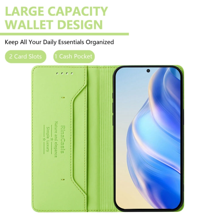 For OnePlus 11 RC01 Dual-Folded Magnetic Suction RFID Leather Phone Case(Grass Green) - OnePlus Cases by buy2fix | Online Shopping UK | buy2fix