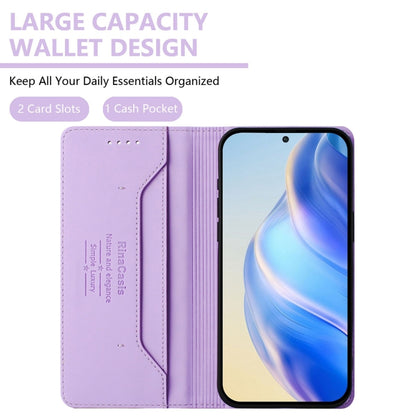 For OnePlus 12 Global RC01 Dual-Folded Magnetic Suction RFID Leather Phone Case(Light Purple) - OnePlus Cases by buy2fix | Online Shopping UK | buy2fix