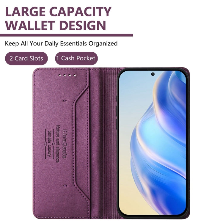 For OnePlus 12 Global RC01 Dual-Folded Magnetic Suction RFID Leather Phone Case(Violet) - OnePlus Cases by buy2fix | Online Shopping UK | buy2fix