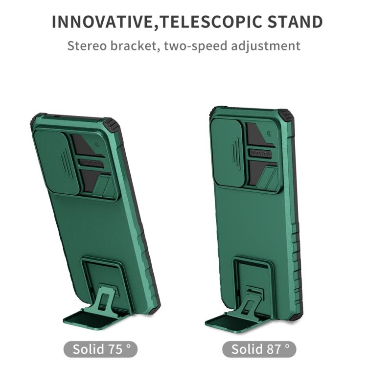 For Samsung Galaxy S25 Ultra 5G Stereoscopic Holder Sliding Camshield Phone Case(Green) - Galaxy S25 Ultra 5G Cases by buy2fix | Online Shopping UK | buy2fix