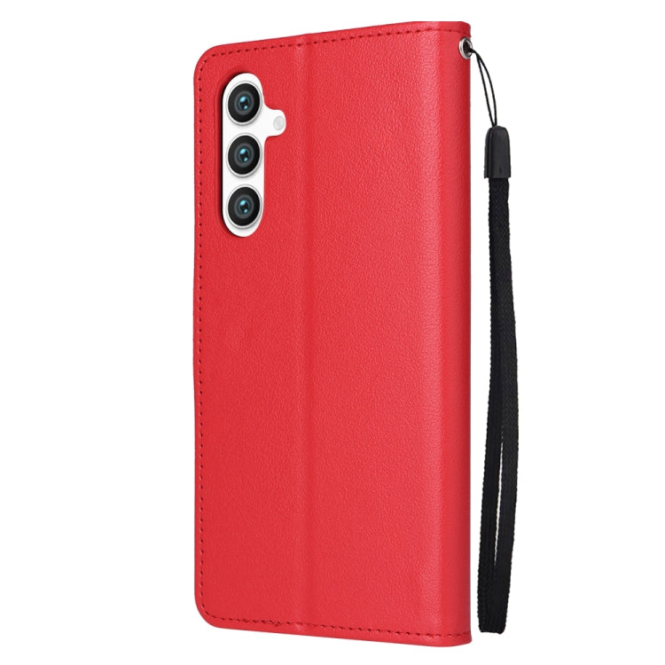 For Samsung Galaxy S25 5G 3-Card Slots Multifunctional Leather Phone Case(Red) - Galaxy S25 5G Cases by buy2fix | Online Shopping UK | buy2fix