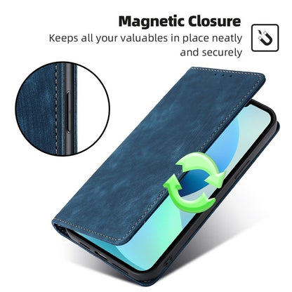 For Samsung Galaxy S25+ 5G RFID Anti-theft Brush Magnetic Leather Phone Case(Blue) - Galaxy S25+ 5G Cases by buy2fix | Online Shopping UK | buy2fix