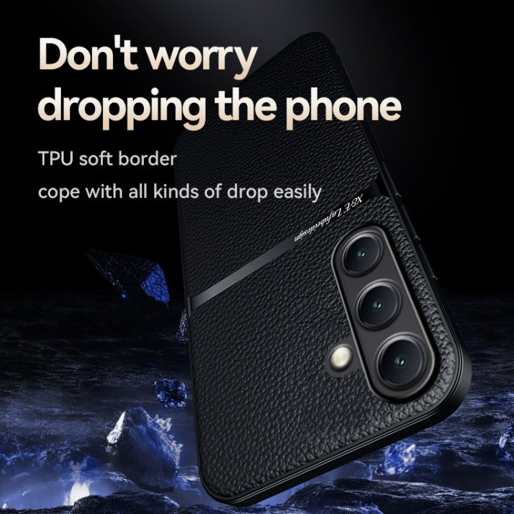 For Samsung Galaxy S25+ 5G Litchi Leather Magnetic Full Coverage Shockproof Phone Case(Black) - Galaxy S25+ 5G Cases by buy2fix | Online Shopping UK | buy2fix