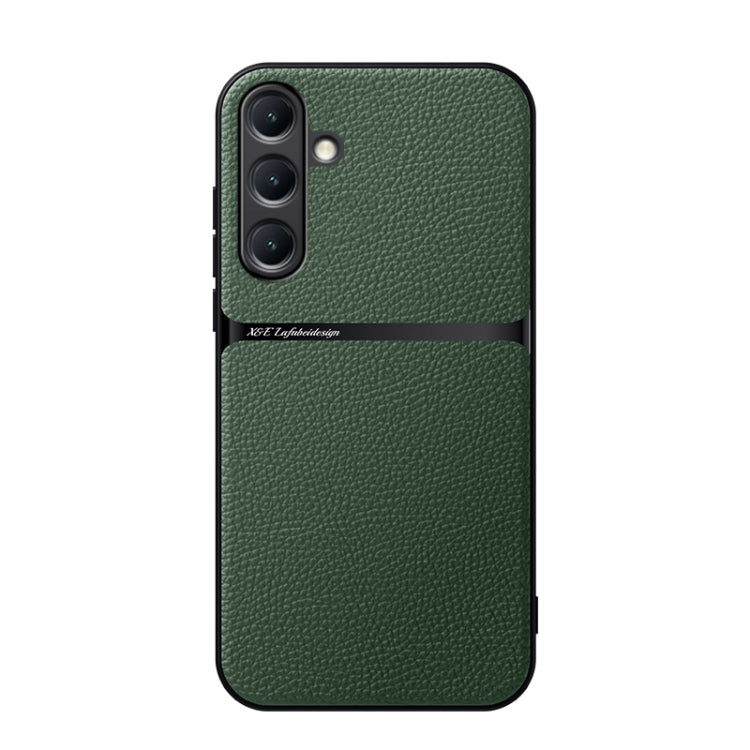 For Samsung Galaxy S25+ 5G Litchi Leather Magnetic Full Coverage Shockproof Phone Case(Green) - Galaxy S25+ 5G Cases by buy2fix | Online Shopping UK | buy2fix